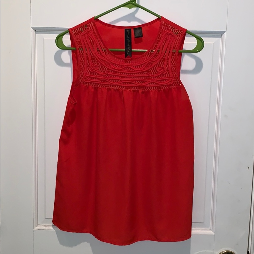 Orange Crochet Detail Sleeveless Top